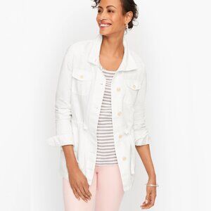 TALBOTS Classic Linen Field Jacket, White S NWOT